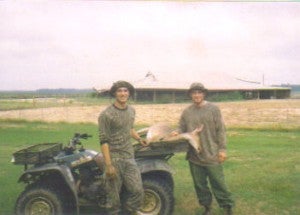 My first deer with a bow (me on the right). This doe had now way of knowing that she would fuel my passion for bowhunting.